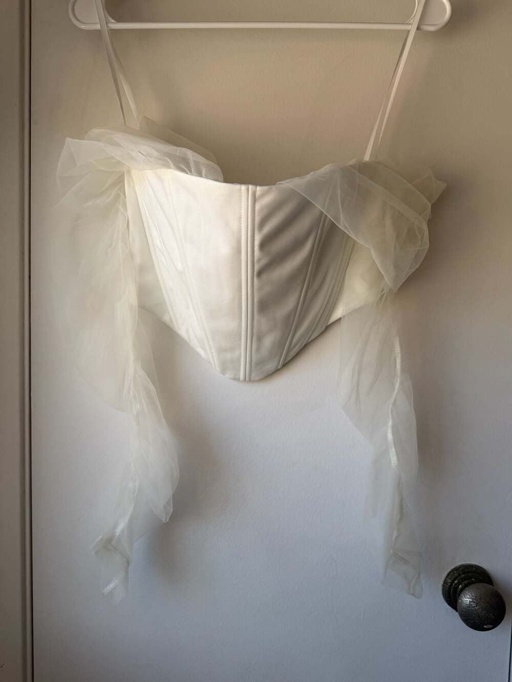 Windsor White Tulle Off The Shoulder Corset Top Size S